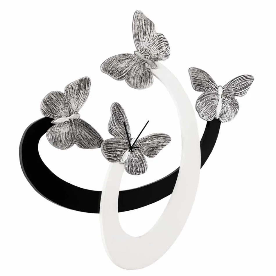 Horloge murale design ivoire / noir fait à la main en Italie Zenia Viadurini