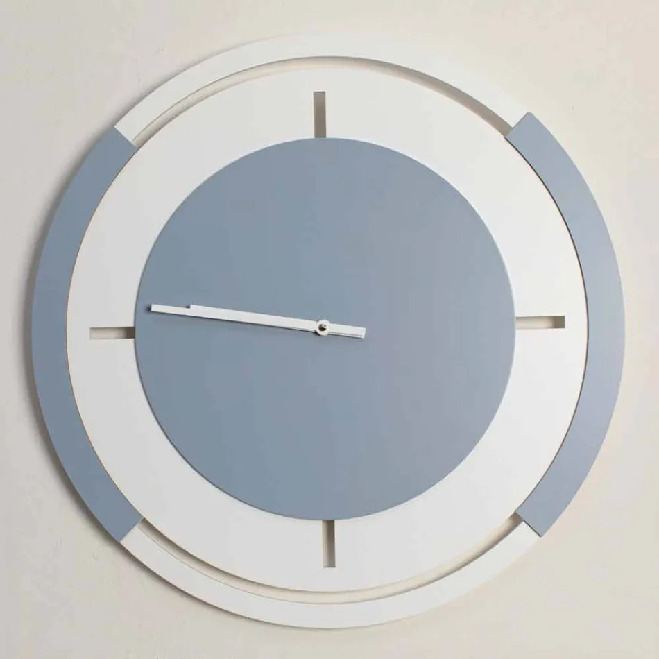 Grande Horloge Murale Ronde Classique en Bois Blanc et Avio - Beppe Viadurini