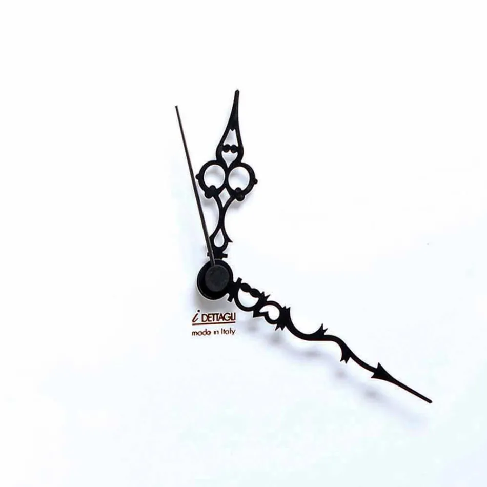 Grande Horloge Murale Carrée en Bois Blanc avec Fleur - Florello Viadurini