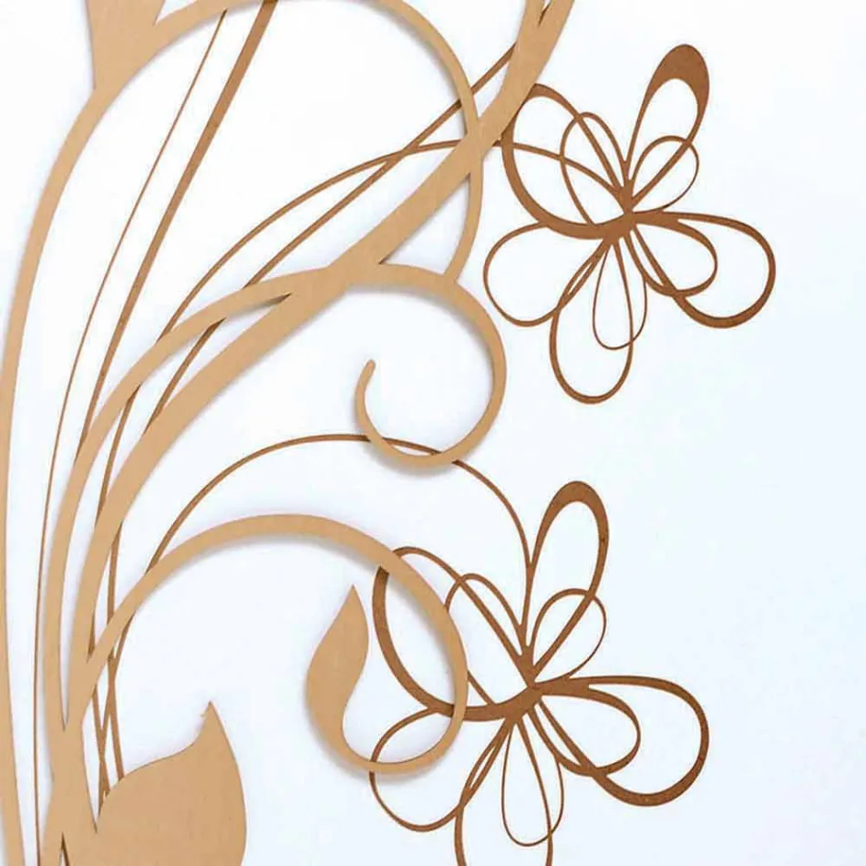 Grande Horloge Murale Carrée en Bois Blanc avec Fleur - Florello Viadurini