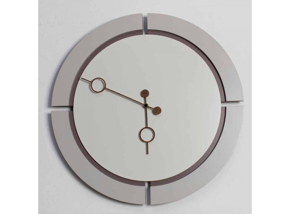 Grande Horloge Murale Ronde Design Moderne en Bois Marron et Beige - Osvego Viadurini