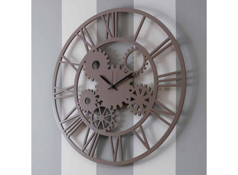 Grande horloge murale ronde en bois de couleur minable - Mécanisme Viadurini