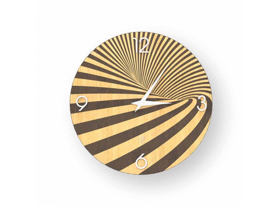 Horloge en bois décorée avec le design Azzio, fabriquée en Italie Viadurini