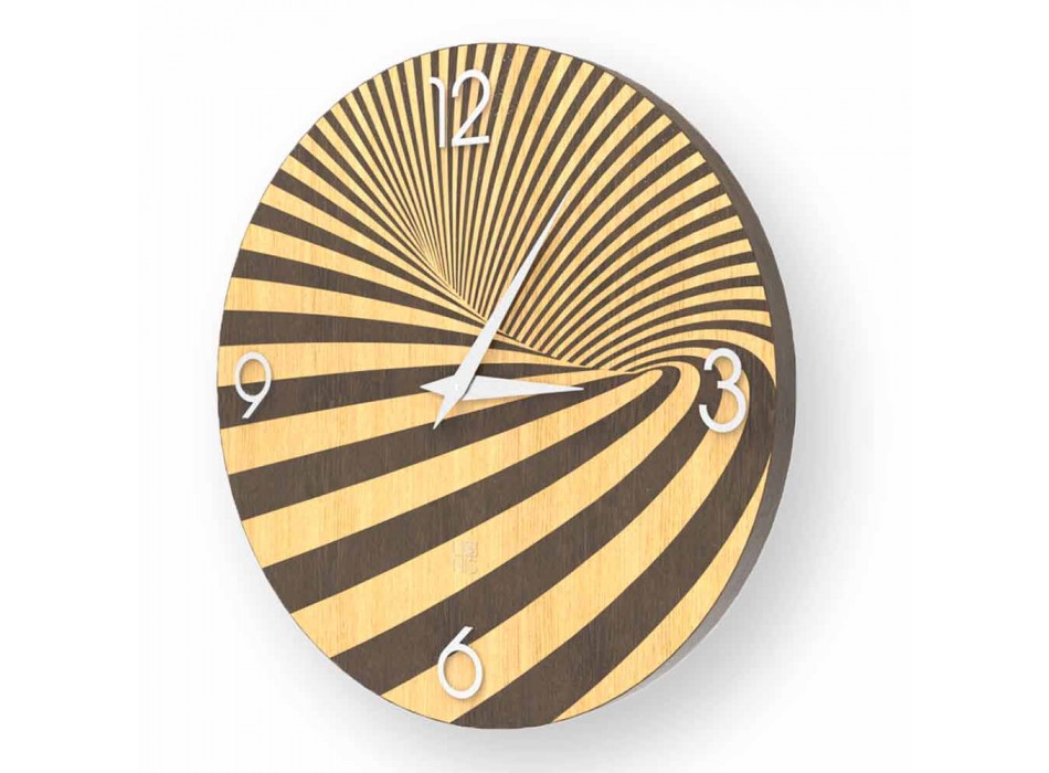 Horloge en bois décorée avec le design Azzio, fabriquée en Italie Viadurini
