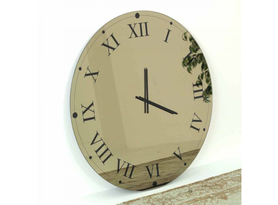 Horloge murale ronde en cristal miroir fabriquée en Italie - Gear Viadurini