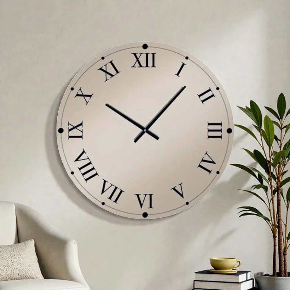 Horloge Murale Ronde en Cristal Miroir Made in Italy - Gear Viadurini