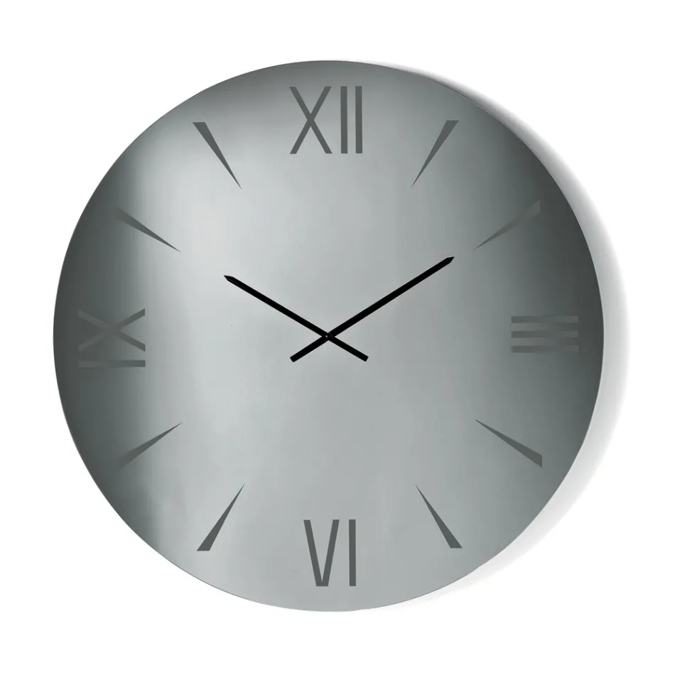 Horloge ronde en verre miroir avec chiffres gravés au laser - Clelia Viadurini