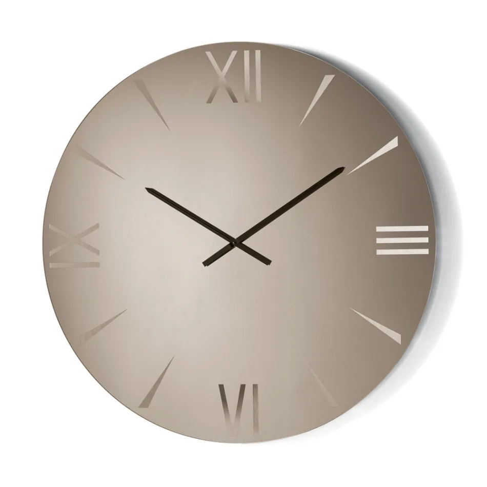 Horloge ronde en verre miroir avec chiffres gravés au laser - Clelia Viadurini