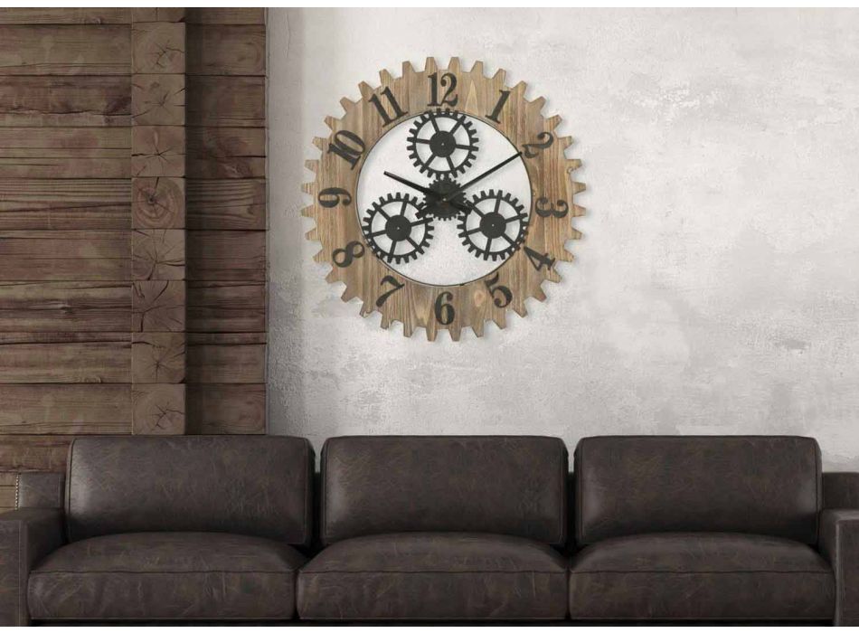 Horloge murale ronde de design moderne en fer et MDF - Gitta Viadurini