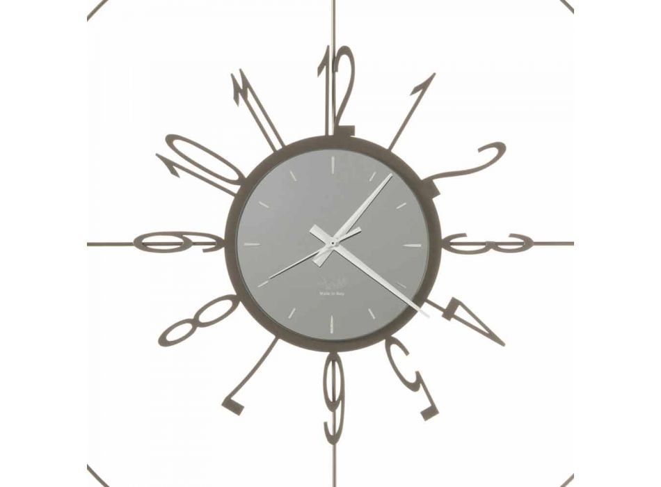 Horloge Murale Ronde en Fer Blanc, Noir ou Bronze Fabriquée en Italie - Boussole Viadurini
