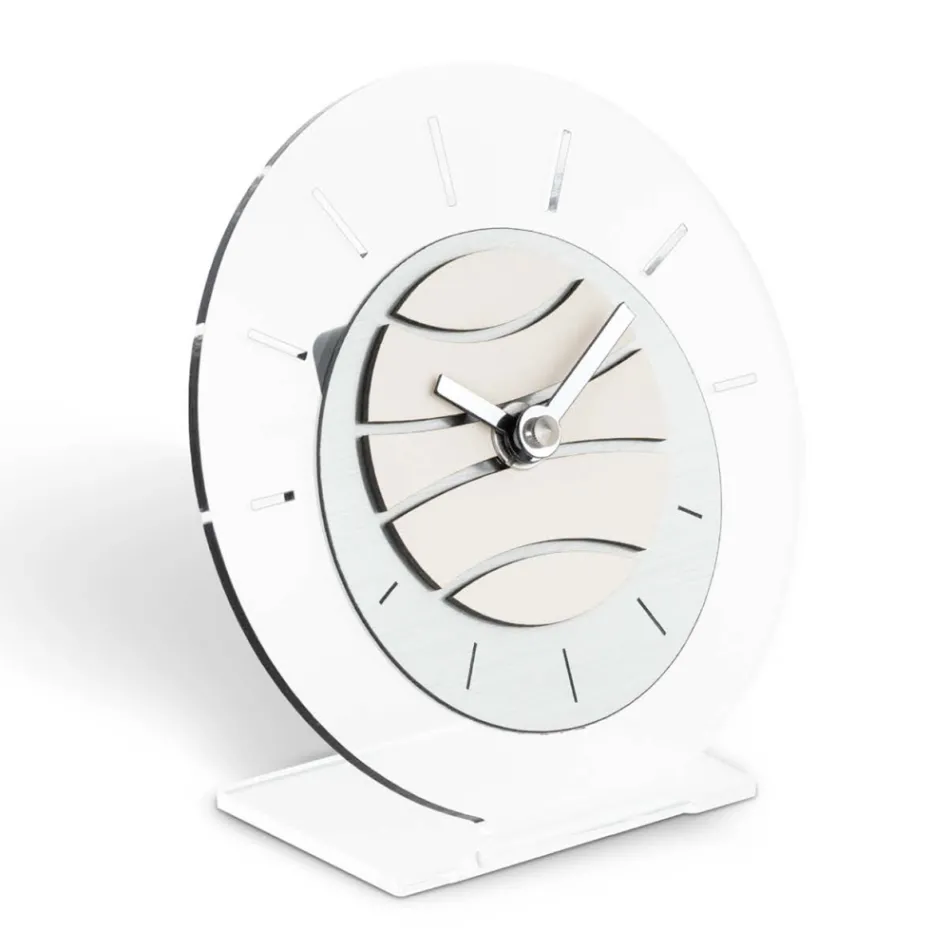 Horloge de table ronde en méthacrylate transparent fabriquée en Italie - Strange Viadurini
