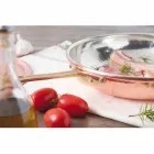 Poêle à frire ronde en cuivre étamé à la main avec poignée et couvercle 32 cm - Gianluigi Viadurini