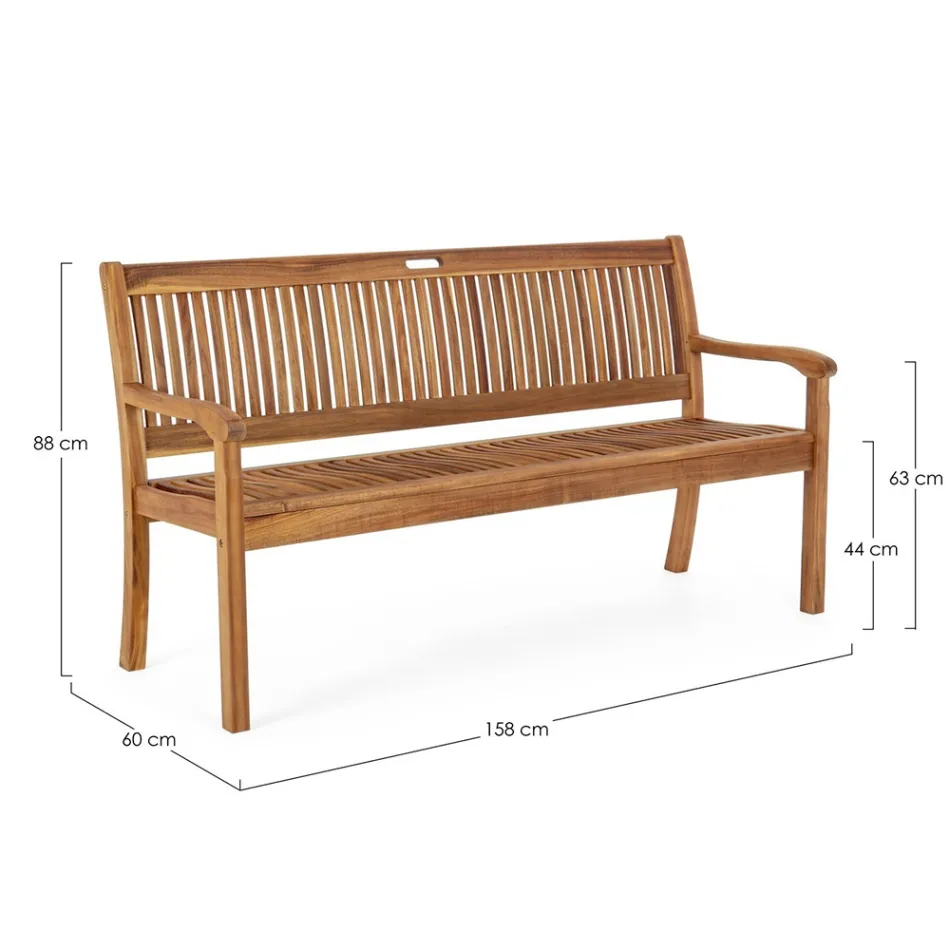 Banc de jardin en bois d'acacia pour design extérieur 2 ou 3 places - Roxen Viadurini