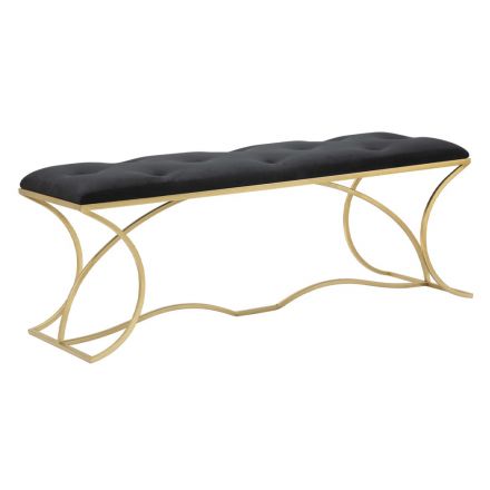Banc en fer avec finition dorée avec assise recouverte de tissu - Symbol Viadurini