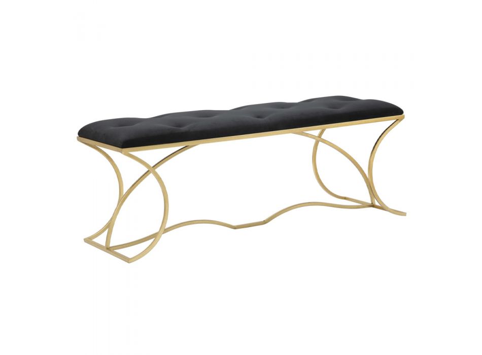 Banc en fer avec finition dorée avec assise recouverte de tissu - Symbol Viadurini