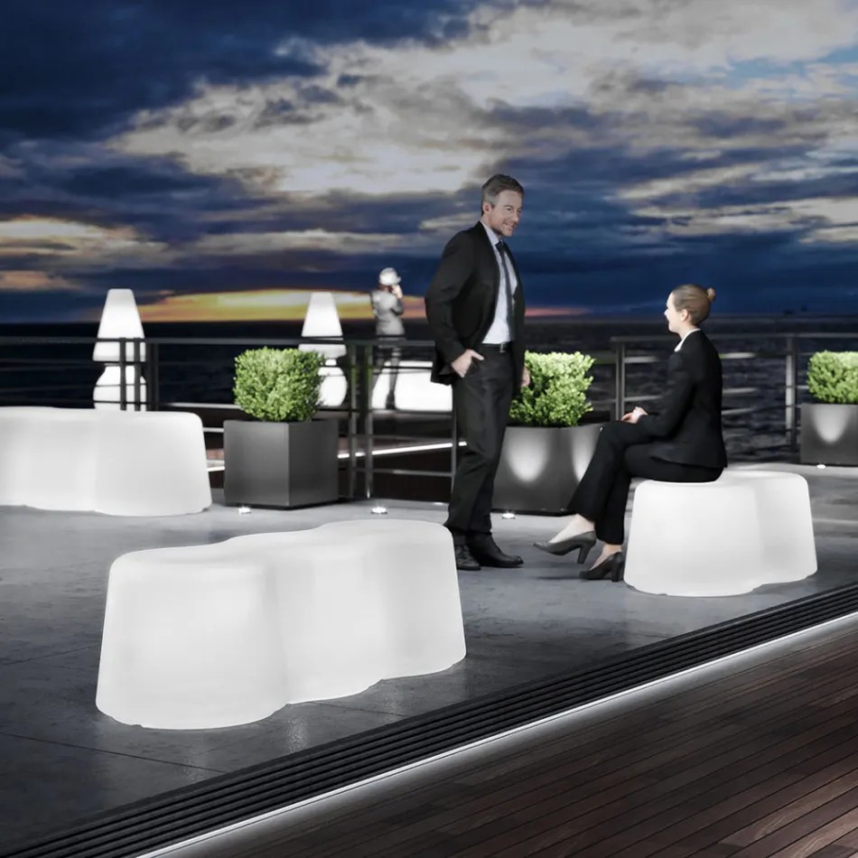 Banc d'extérieur ondulé en polyéthylène fabriqué en Italie - Brenda Viadurini