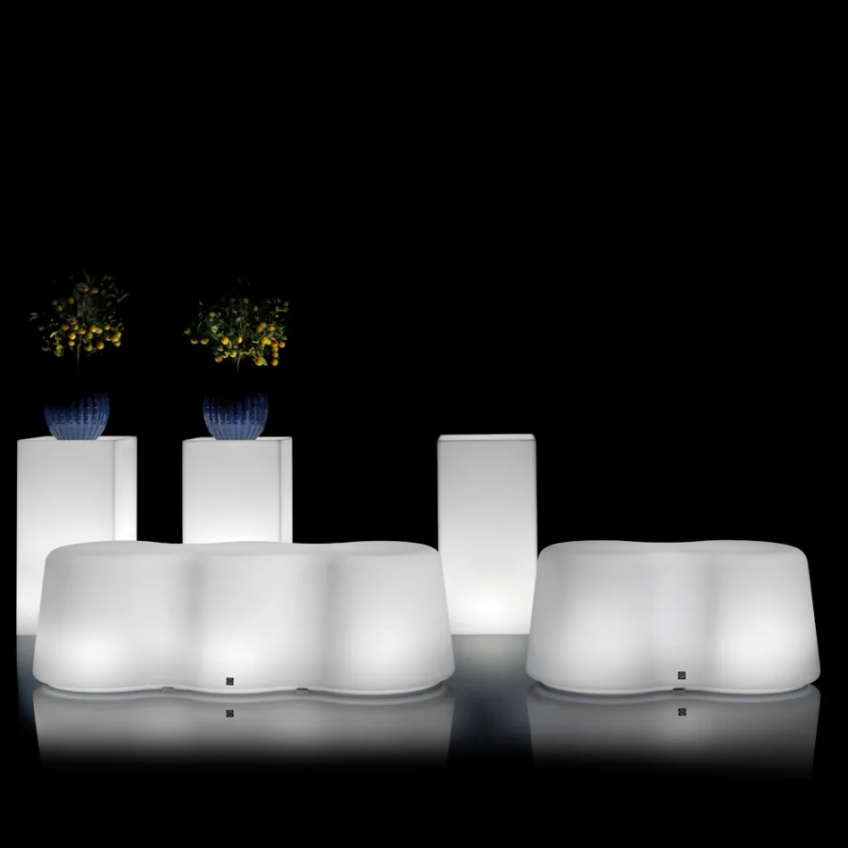 Banc lumineux d'extérieur ondulé en polyéthylène fabriqué en Italie - Brenda Viadurini