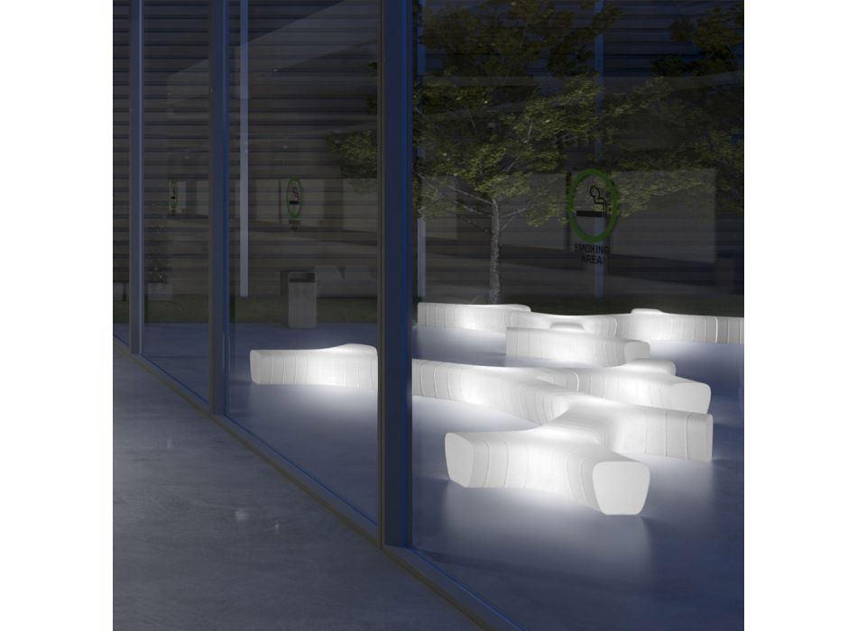 Banc de Jardin Lumineux en Polyéthylène avec LED Fabriqué en Italie - Galatea Viadurini