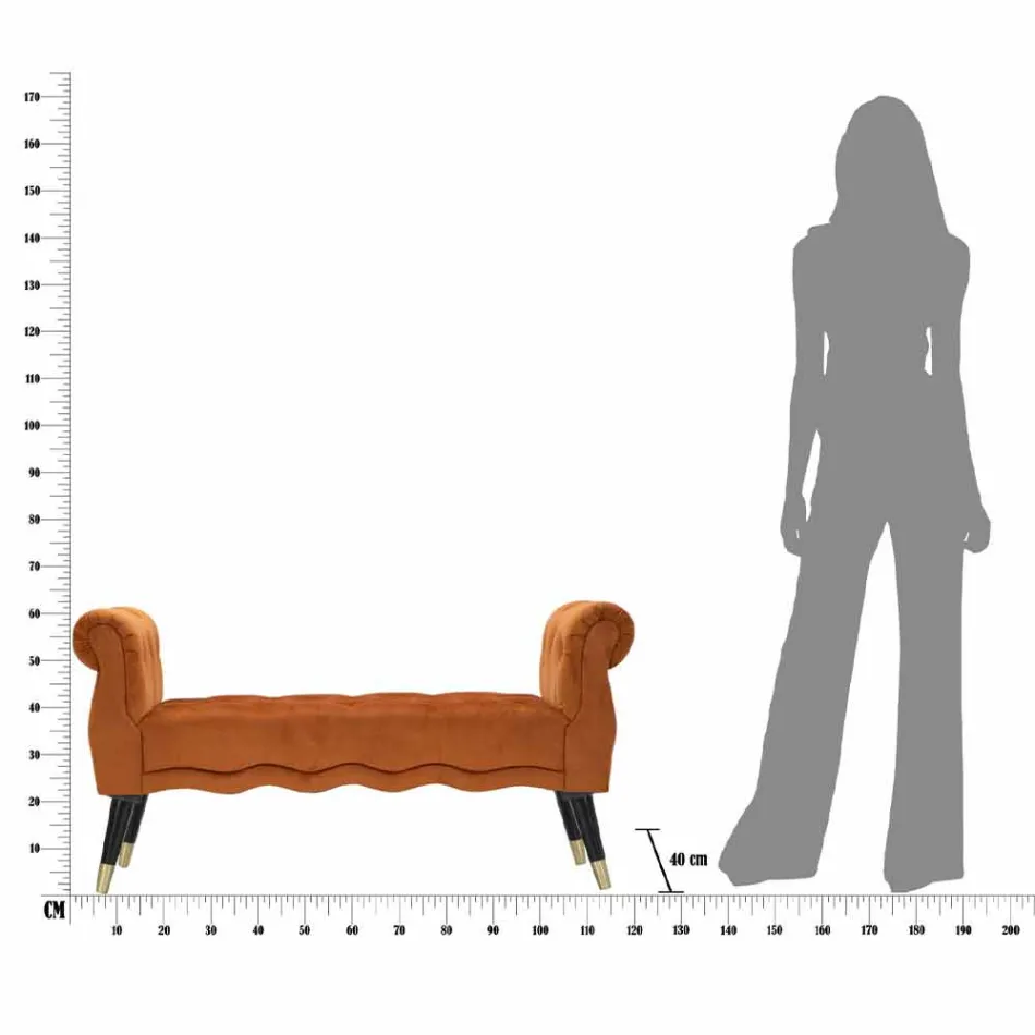 Banc Rectangulaire Design Moderne en Bois et Tissu - Theodore Viadurini