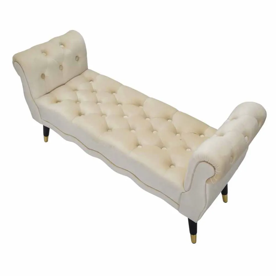 Banc Rectangulaire Design Moderne en Bois et Tissu - Theodore Viadurini