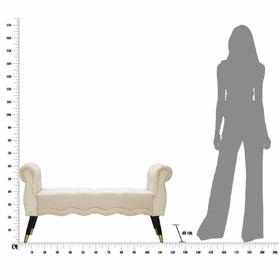 Banc Rectangulaire Design Moderne en Bois et Tissu - Theodore Viadurini