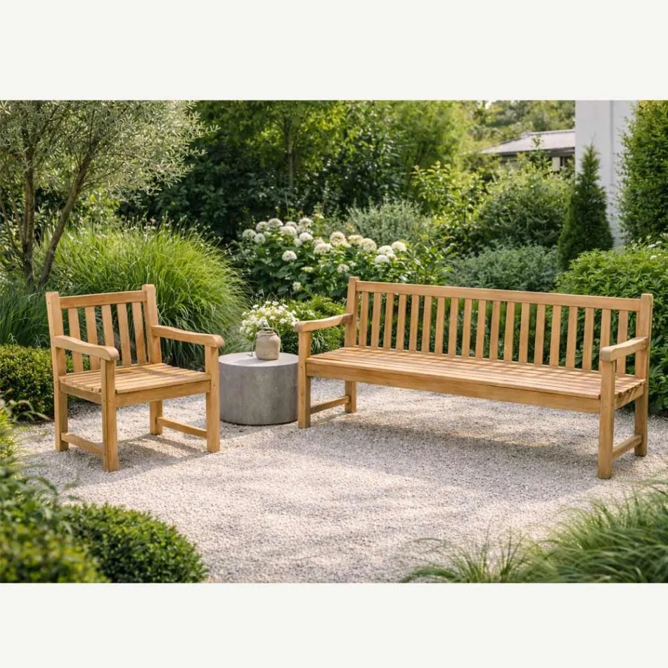 Banc de jardin en teck naturel de différentes tailles - Yggdrasil Viadurini