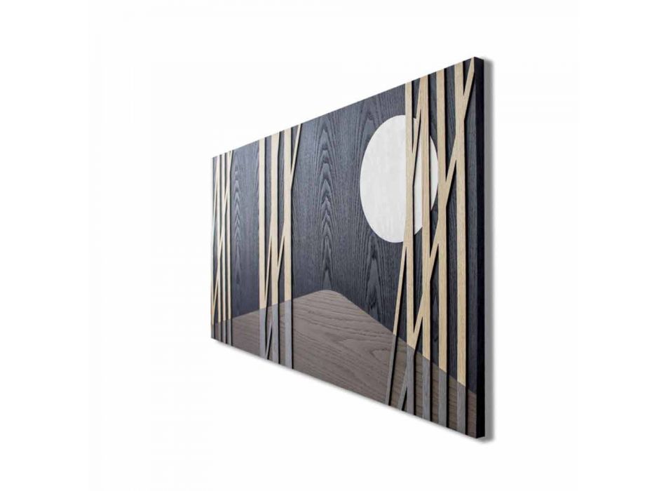 Panneau décoratif 120x60 avec incrustations en bois naturel et bas-relief - Fuca Viadurini