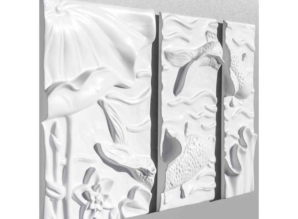 Panneau Mural Décoratif Design Moderne Céramique Blanche et Grise - Giappoko Viadurini