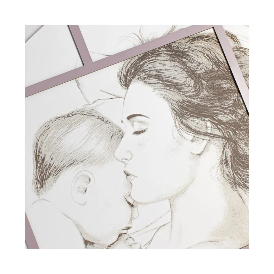 Panneau gravé au laser avec femme et enfant fabriqué en Italie - Harald Viadurini