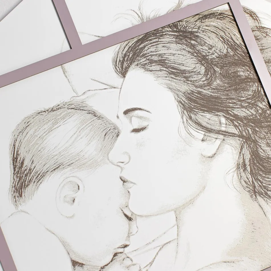 Panneau gravé au laser avec femme et enfant fabriqué en Italie - Harald Viadurini