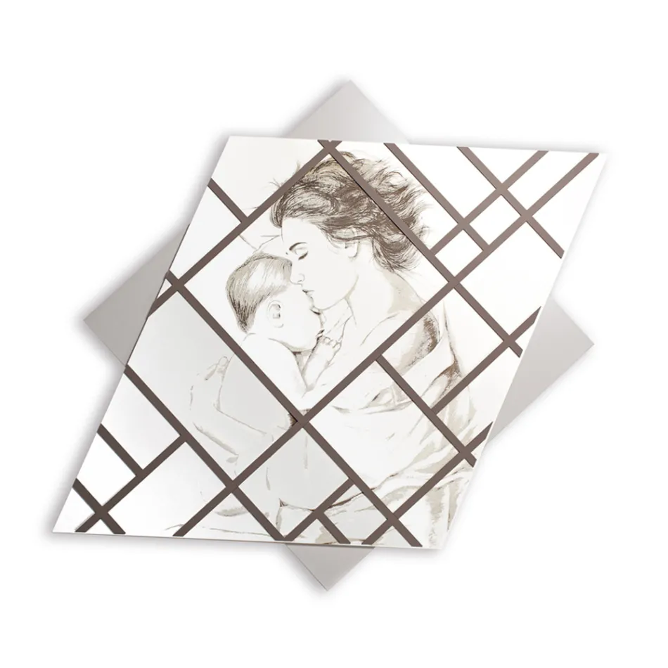 Panneau gravé au laser avec femme et enfant fabriqué en Italie - Harald Viadurini