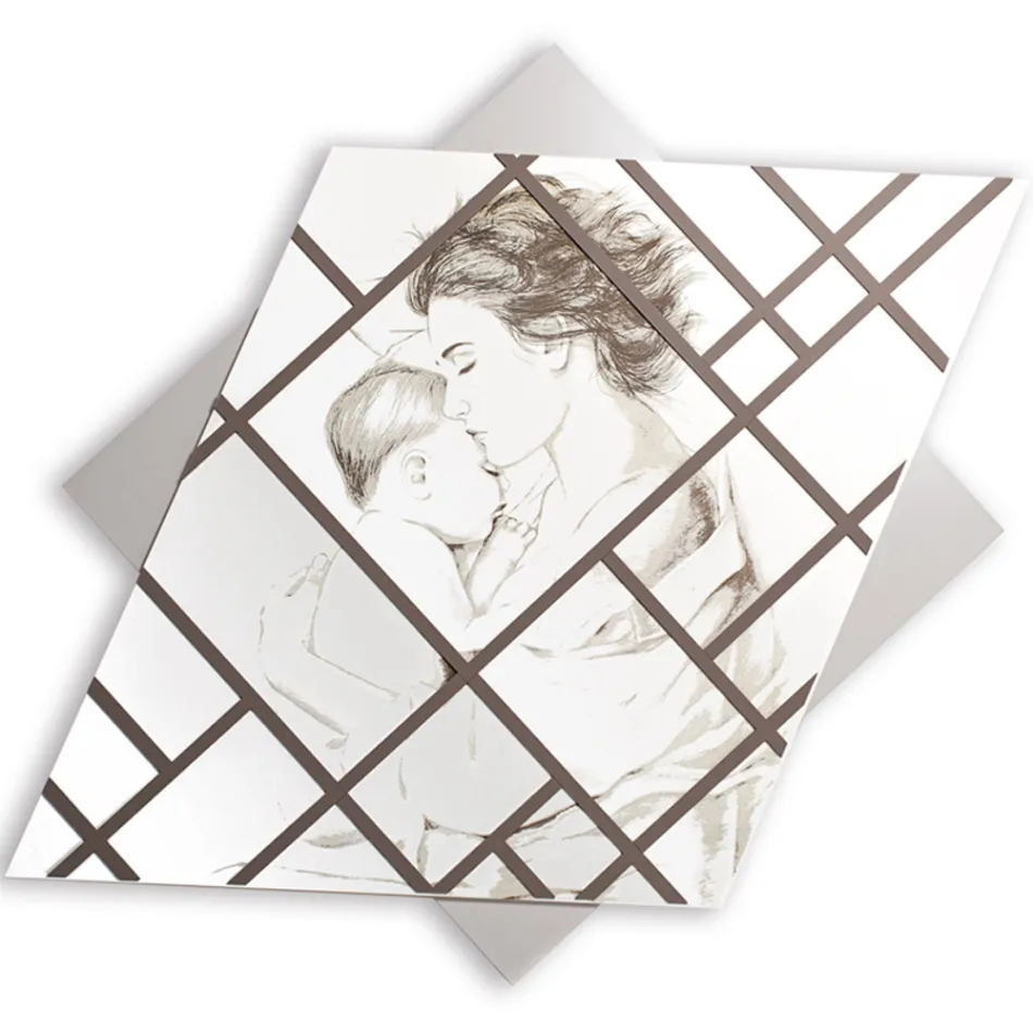 Panneau gravé au laser avec femme et enfant fabriqué en Italie - Harald Viadurini