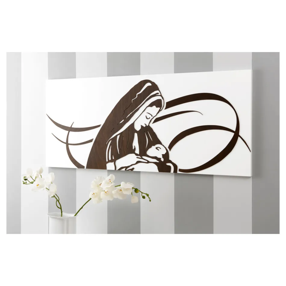 Panneau réalisé avec gravure au laser représentant la mère Made in Italy - Chiyo Viadurini