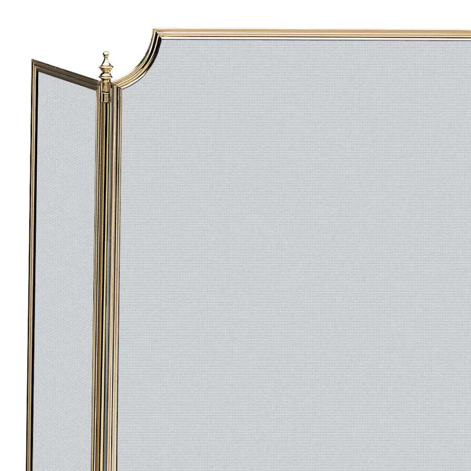 Pare-étincelles avec maille fine noire et laiton fabriqué en Italie - Baleine Viadurini