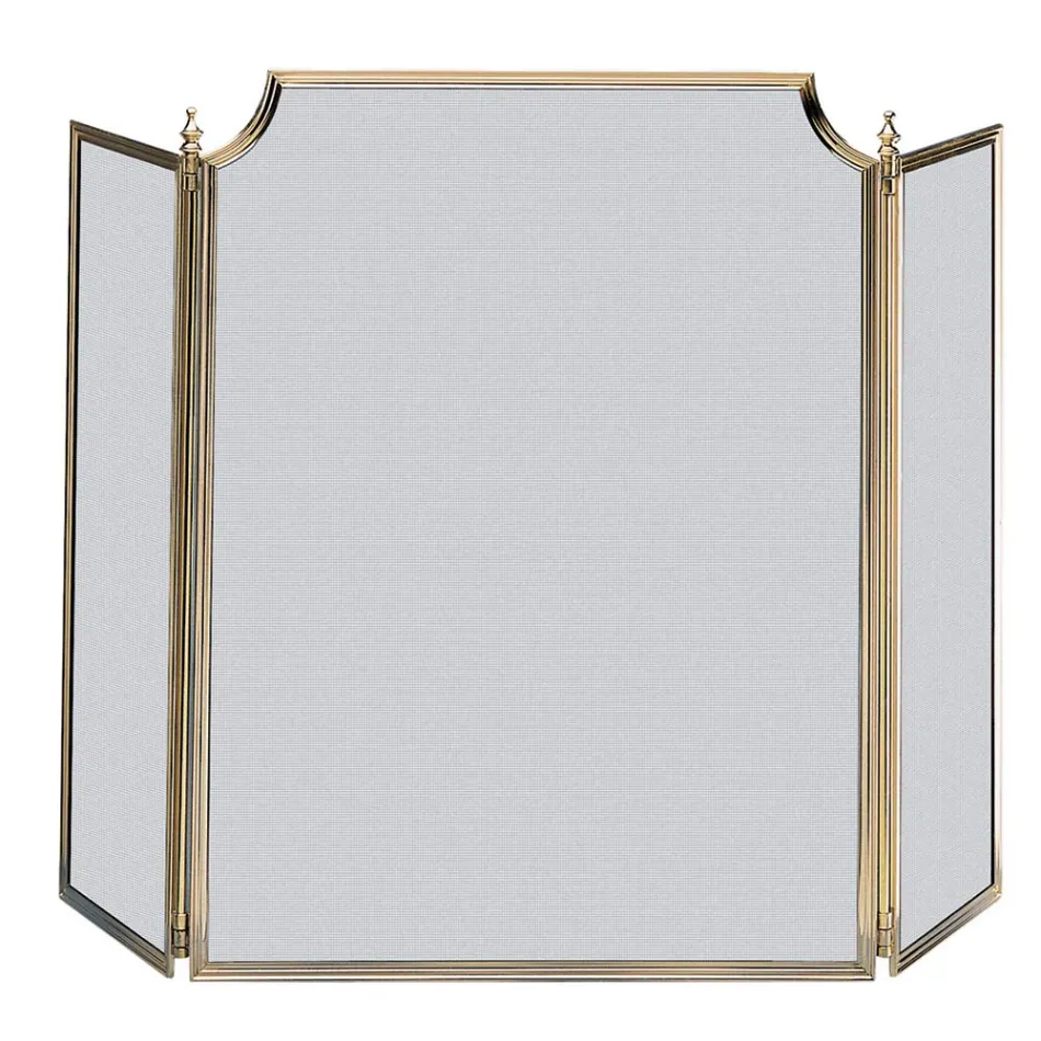 Pare-étincelles avec maille fine noire et laiton fabriqué en Italie - Baleine Viadurini