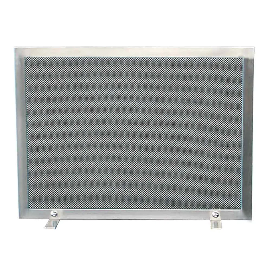 Pare-étincelles avec maille noire et acier rectangulaire fabriqué en Italie - Pierre Viadurini