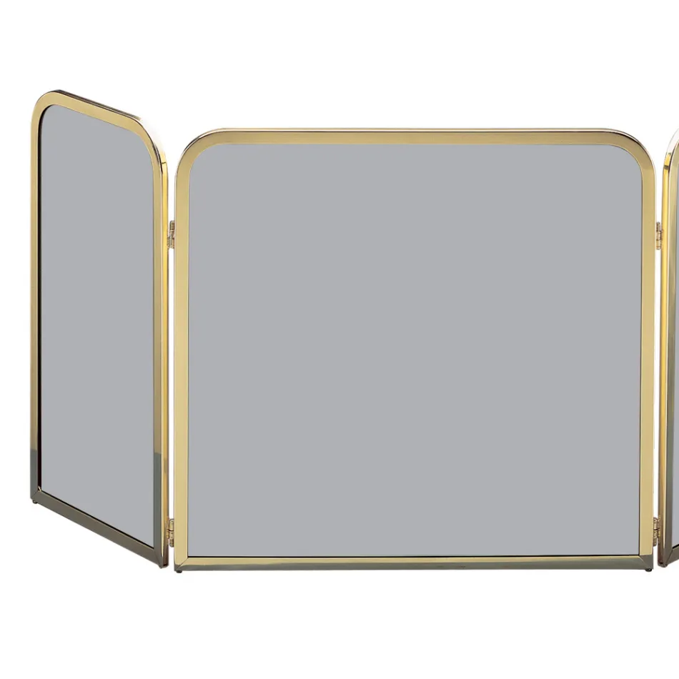 Pare-étincelles en laiton avec cristal trempé fumé fabriqué en Italie - Orango Viadurini