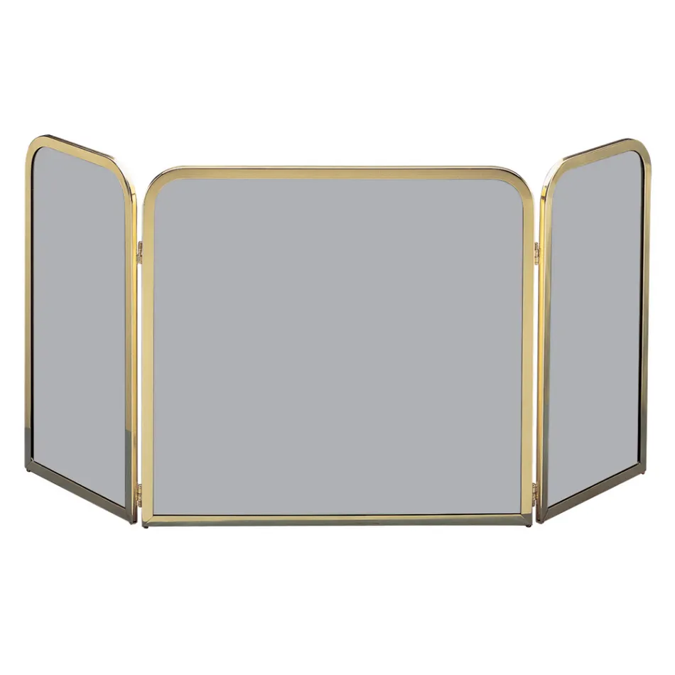 Pare-étincelles en laiton avec cristal trempé fumé fabriqué en Italie - Orango Viadurini