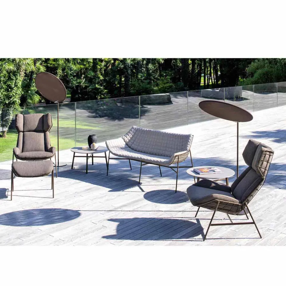 Parasol en tissu avec structure en aluminium - Crème solaire Emma par Varaschin Viadurini