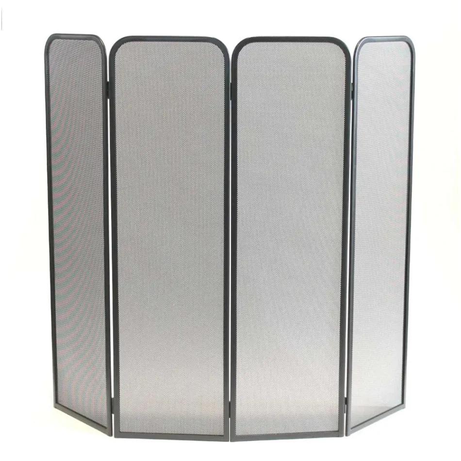 Protection de poêle avec 4 portes en acier peint noir Made in Italy - Kiwi Viadurini