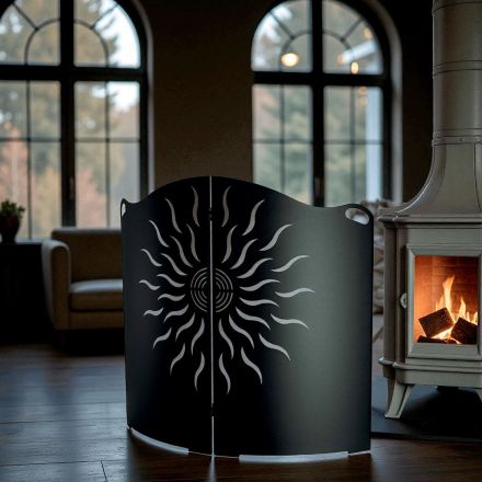 Protection de Poêle Courbée avec 2 Portes en Métal Fabriquée en Italie - Canard Viadurini