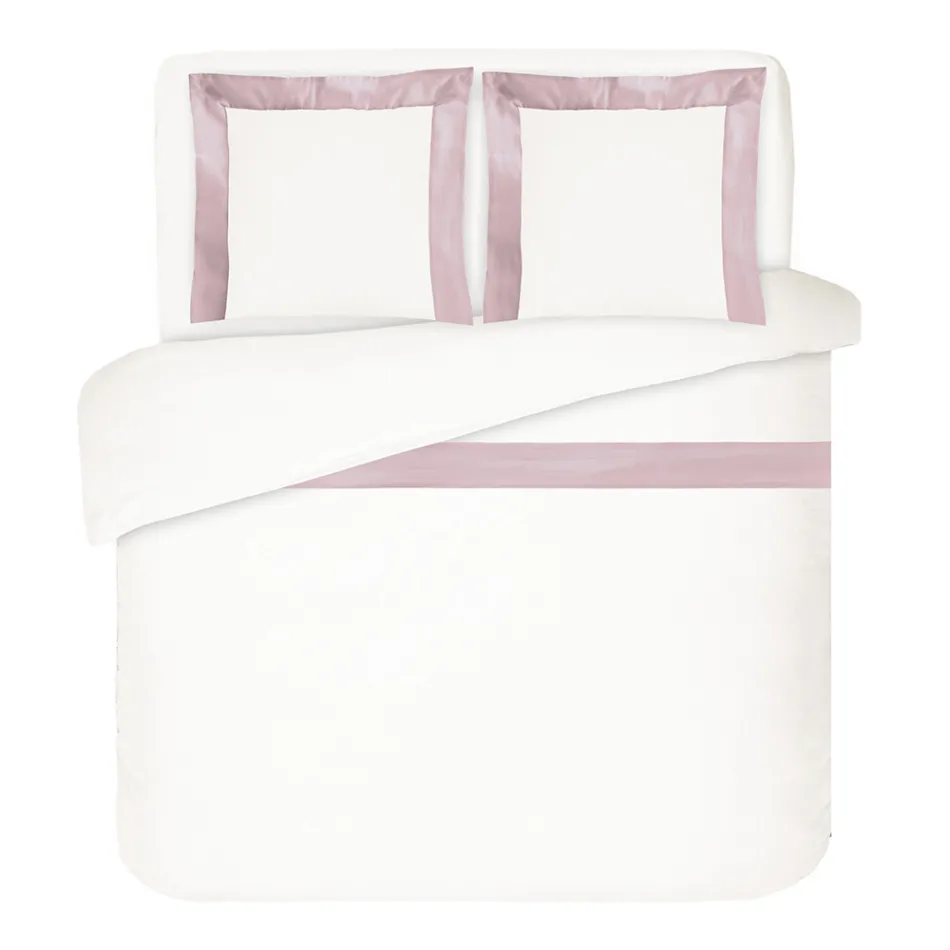 Parure de lit 100 % coton et 10 % satin de coton avec 2 taies d'oreiller - Détail Viadurini