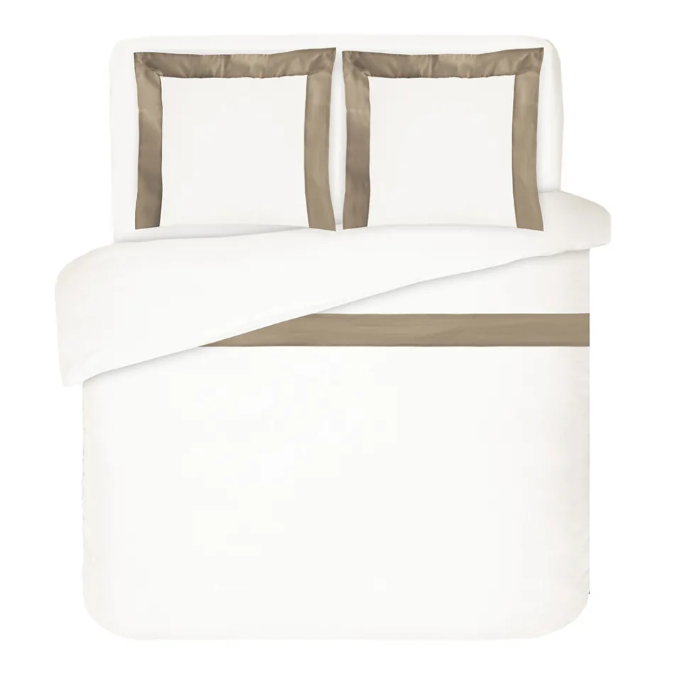 Parure de lit 100 % coton et 10 % satin de coton avec 2 taies d'oreiller - Détail Viadurini