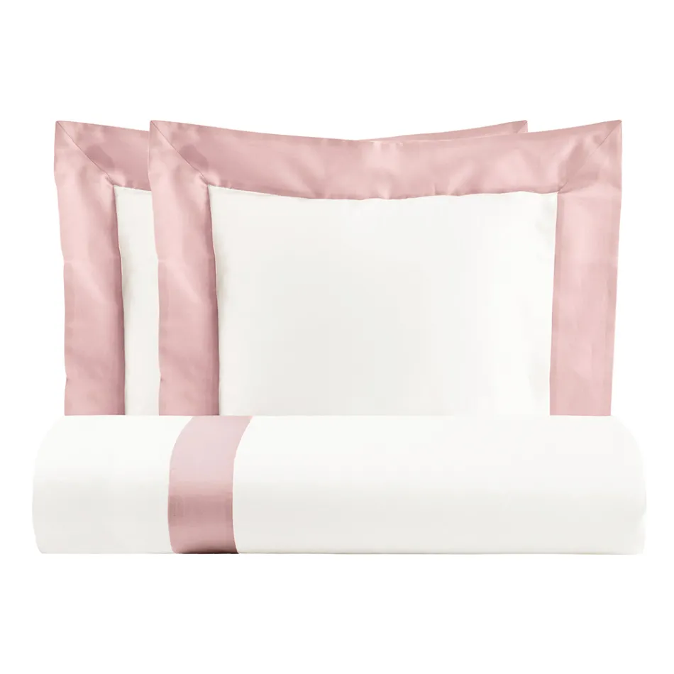 Parure de lit 100 % coton et 10 % satin de coton avec 2 taies d'oreiller - Détail Viadurini