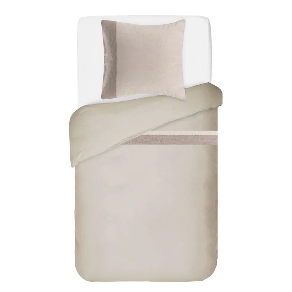 Parure de lit 90% coton et 10% lin avec 1 taie d'oreiller Fabriquée en Italie - Nestlé Viadurini