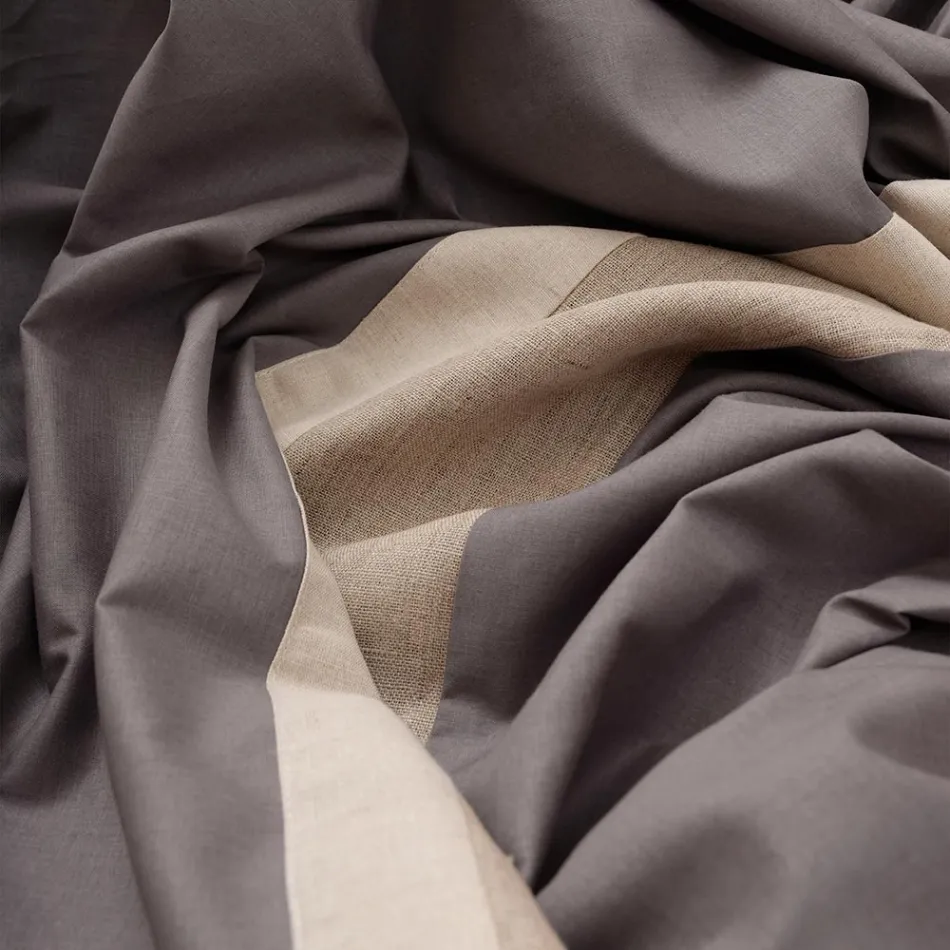 Parure de lit 90% coton et 10% lin avec 2 taies d'oreiller Fabriquée en Italie - Nestlé Viadurini