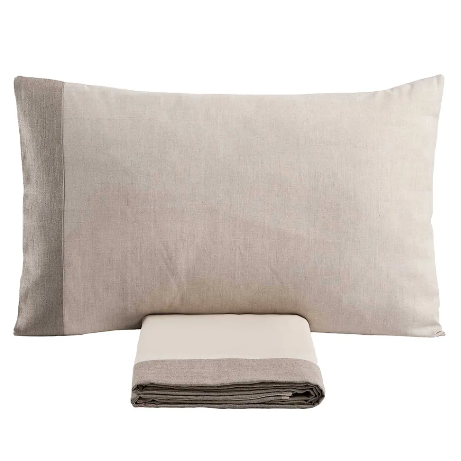 Parure de lit double en 90% coton et 10% lin Fabriquée en Italie - Nestlé Viadurini