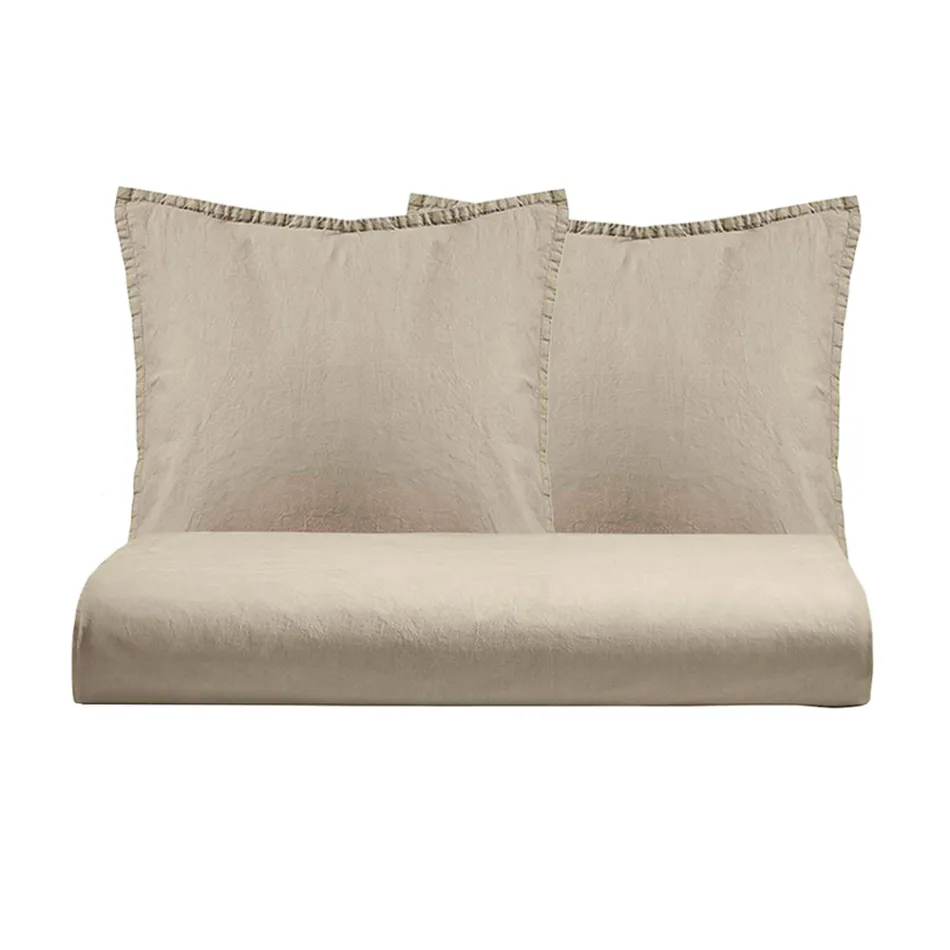 Parure de lit double en pur coton teint en pièce avec 2 taies d'oreiller - Délicatesse Viadurini