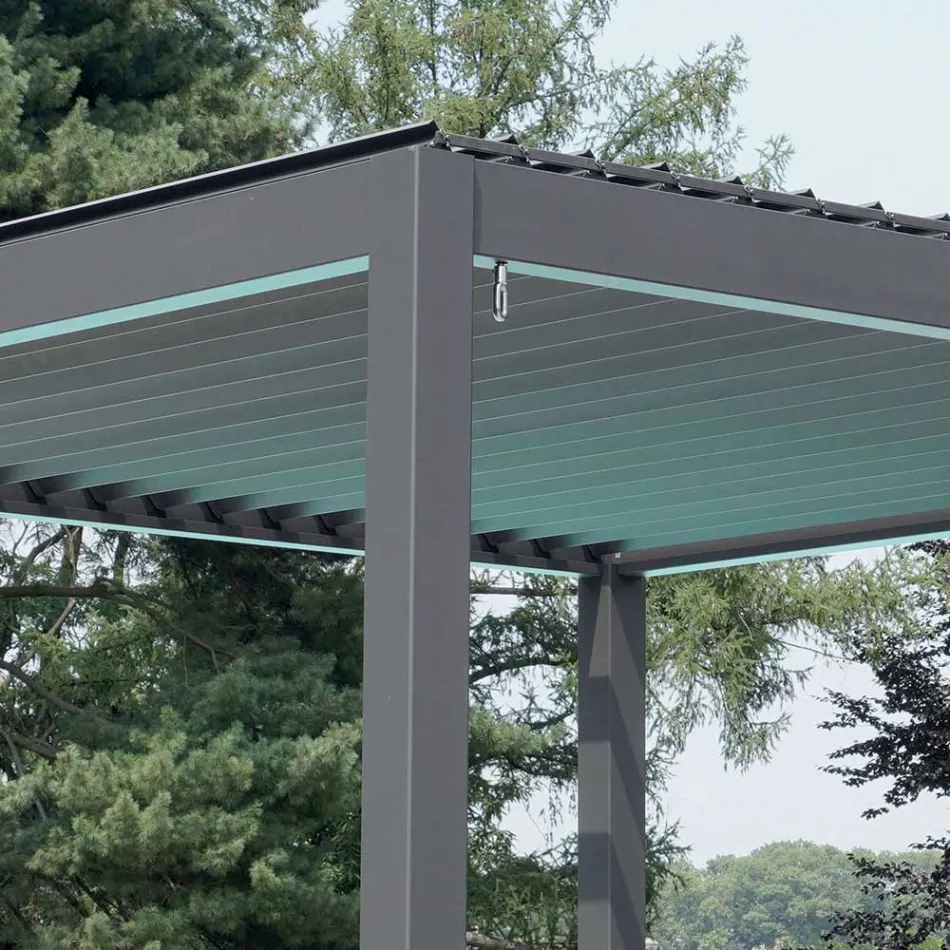 Pegola 3x4 m en aluminium peint anthracite avec manivelle - Levante Viadurini