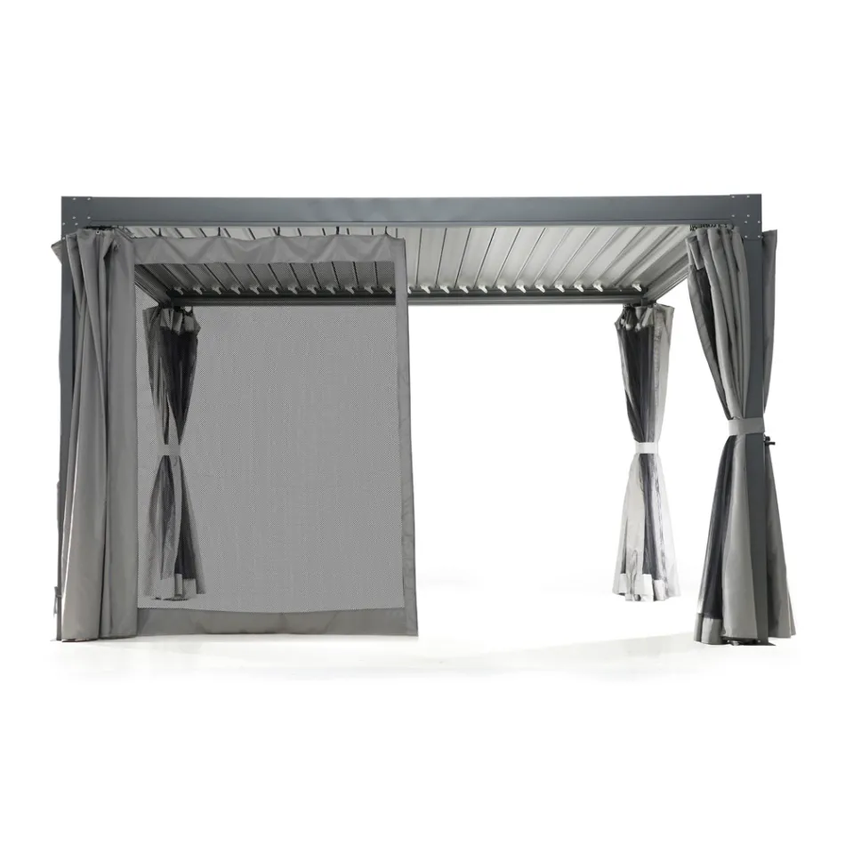 Pegola 3x4 m en aluminium peint anthracite avec manivelle - Levante Viadurini